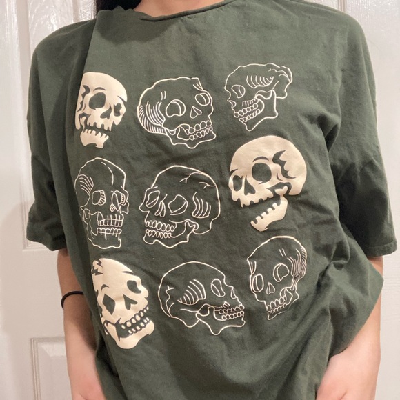 Green skull shirt shein Clearance